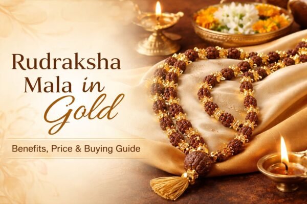 rudraksha mala in gold