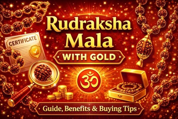 rudraksha mala with gold